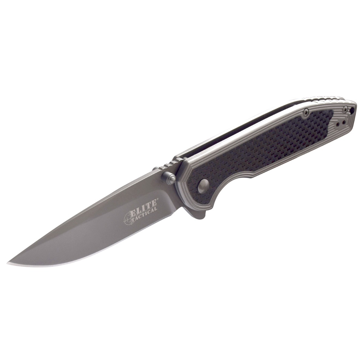 Elite Tactical Folding Drop Point Knife, Gray- ET-1007