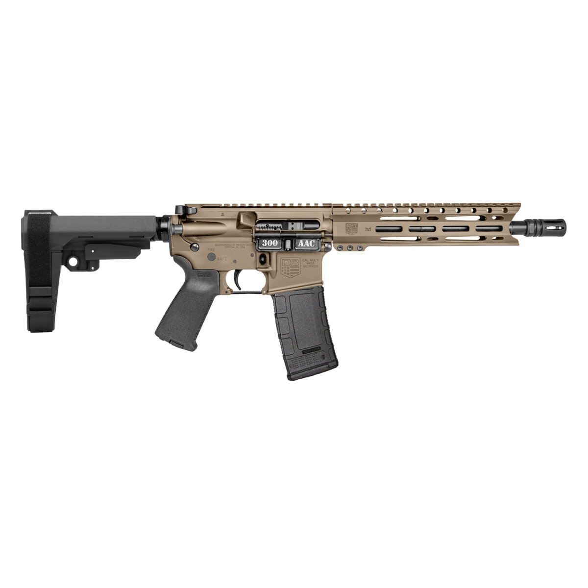 Diamondback Firearms DB-15 PIST 300BLK FDE 10" SBA3 SBA3 BRACE