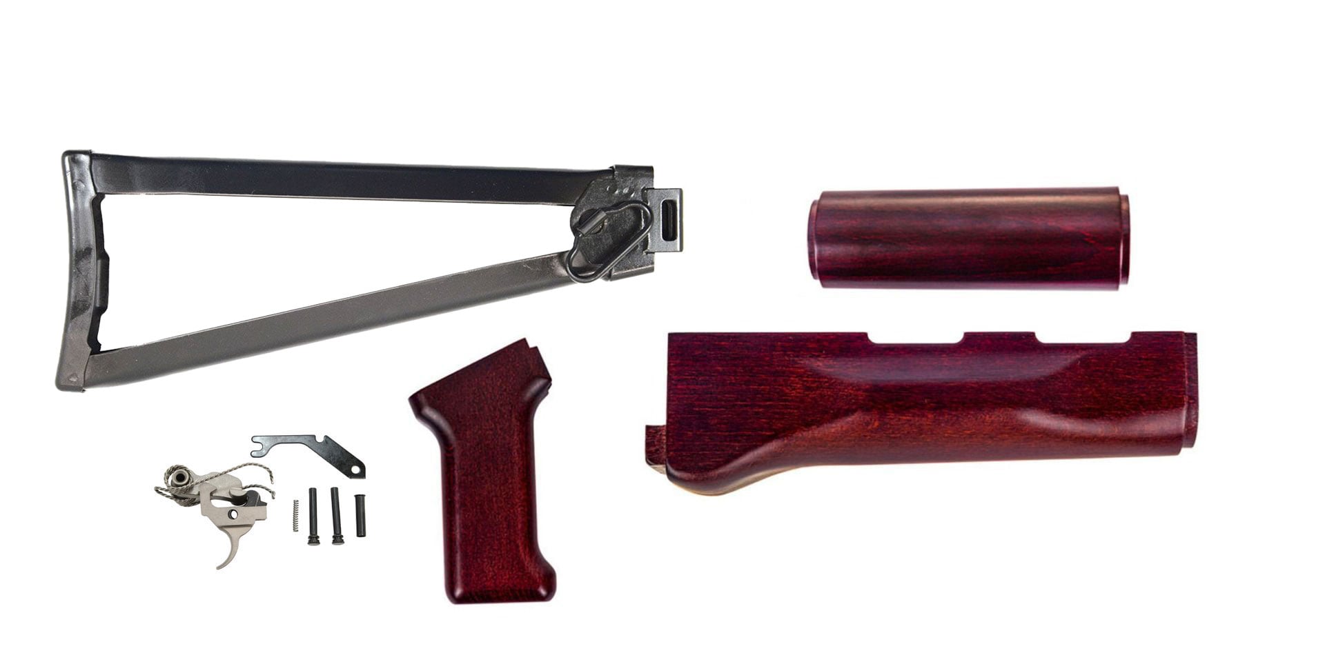 PSA AK Redwood Furniture Set and Folding Stock w/ PSA Custom AK-47 Enhanced Polished Nickel Boron Fire Control Group