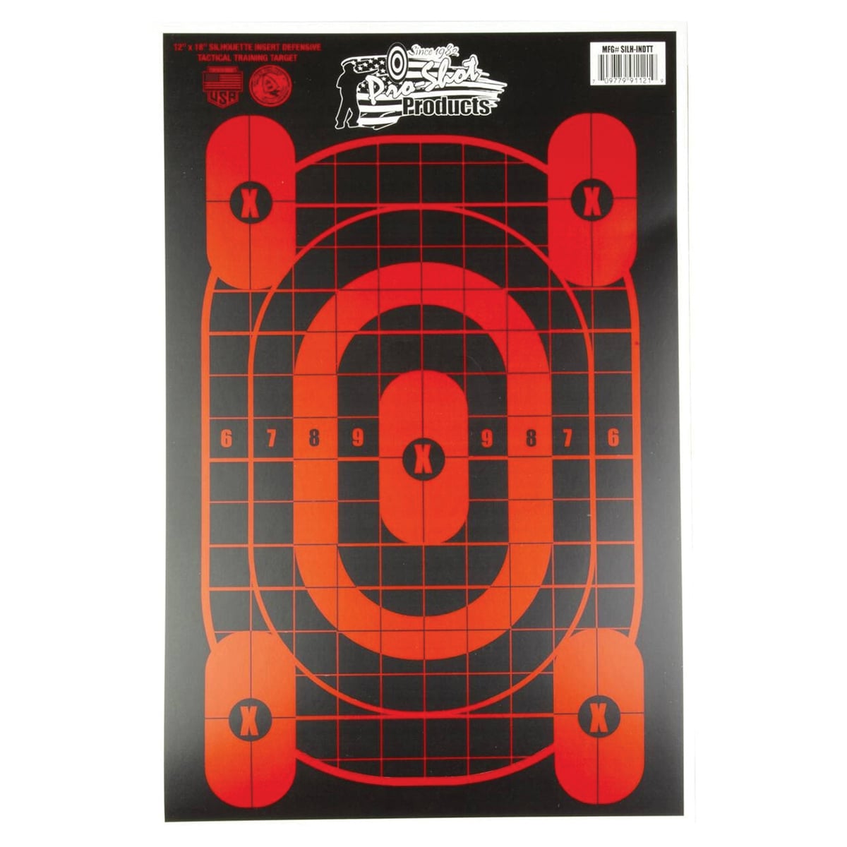 ProShot Silhouette Insert Defensive Tactical Training Target, Black/Red