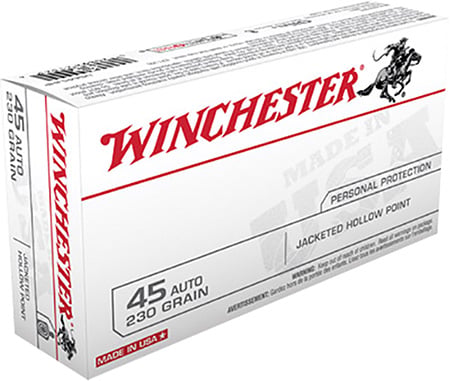 Winchester USA 45 Auto/ACP 230 JHP Ammunition 50rds - USA45JHP