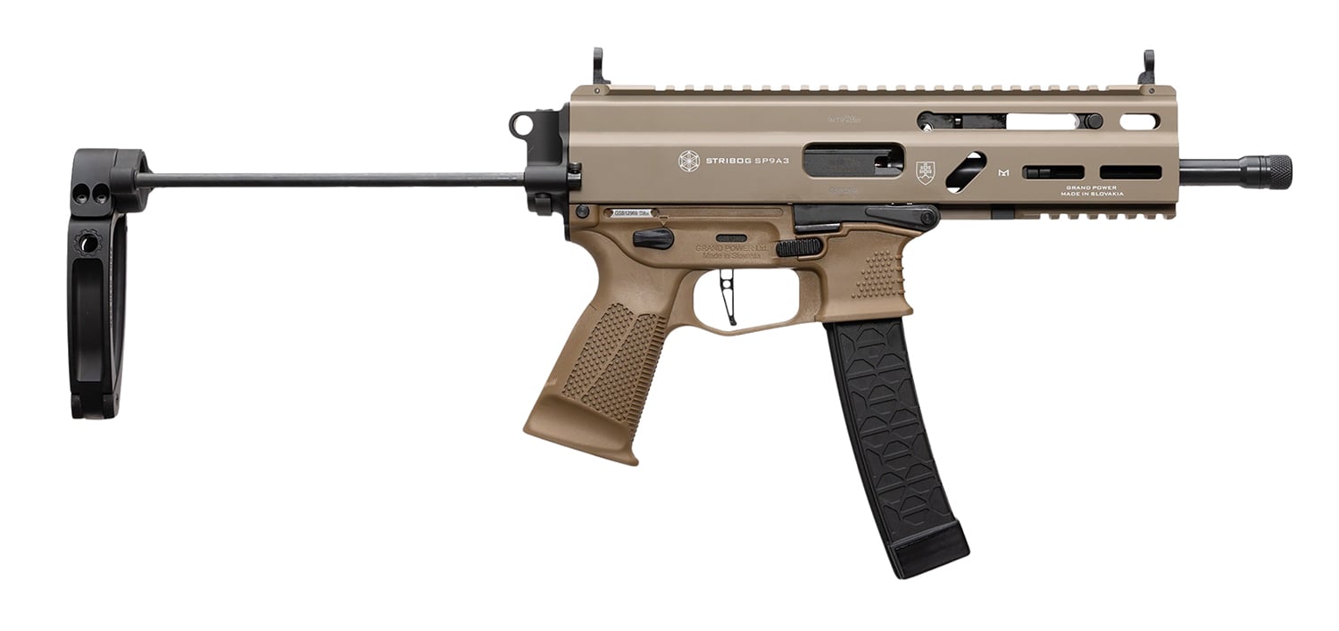 Grand Power Stribog SP9A3 8" 9mm Sub Pistol PDW Tailhook Brace FDE