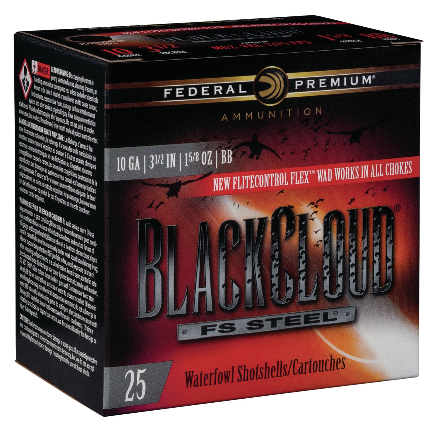 Federal Premium Black Cloud FS Steel Shotshell 10ga 3-1/2 1-5/8oz 1375 fps #BB 25rds - No Credit Card Fees - Low, flat rate shipping