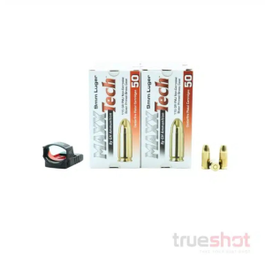 BUNDLE DEAL: Mecanik M02 Venom Red Dot Pistol Sight and 500 Rounds of Ammo - Maxxtech 9mm 115 Grain
