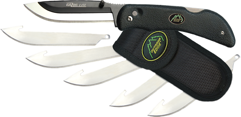 Razor-Lite Replaceable Blade Game Knife with 6 Blades, Black-RL-10C