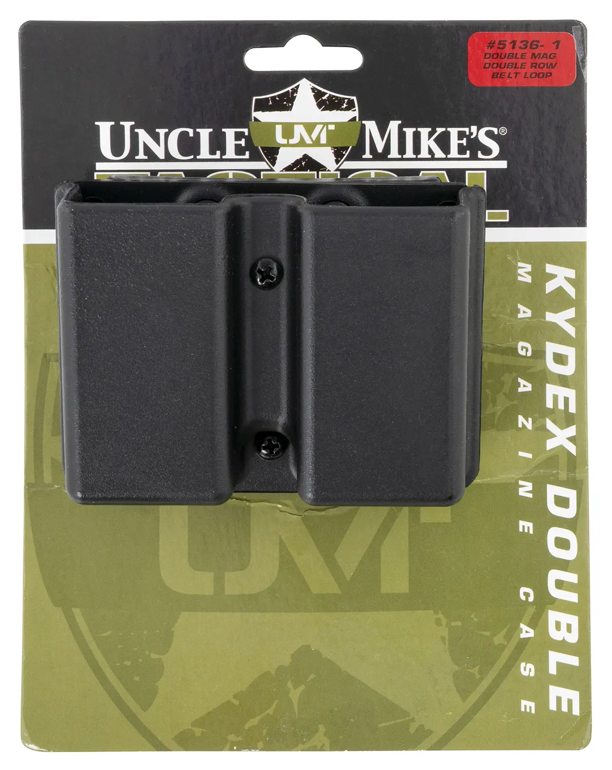 Uncle Mike's 51361 Kydex Double Mag Case Black Kydex Belt Clip 9mm Luger 40 S Belts 1.75" Wide