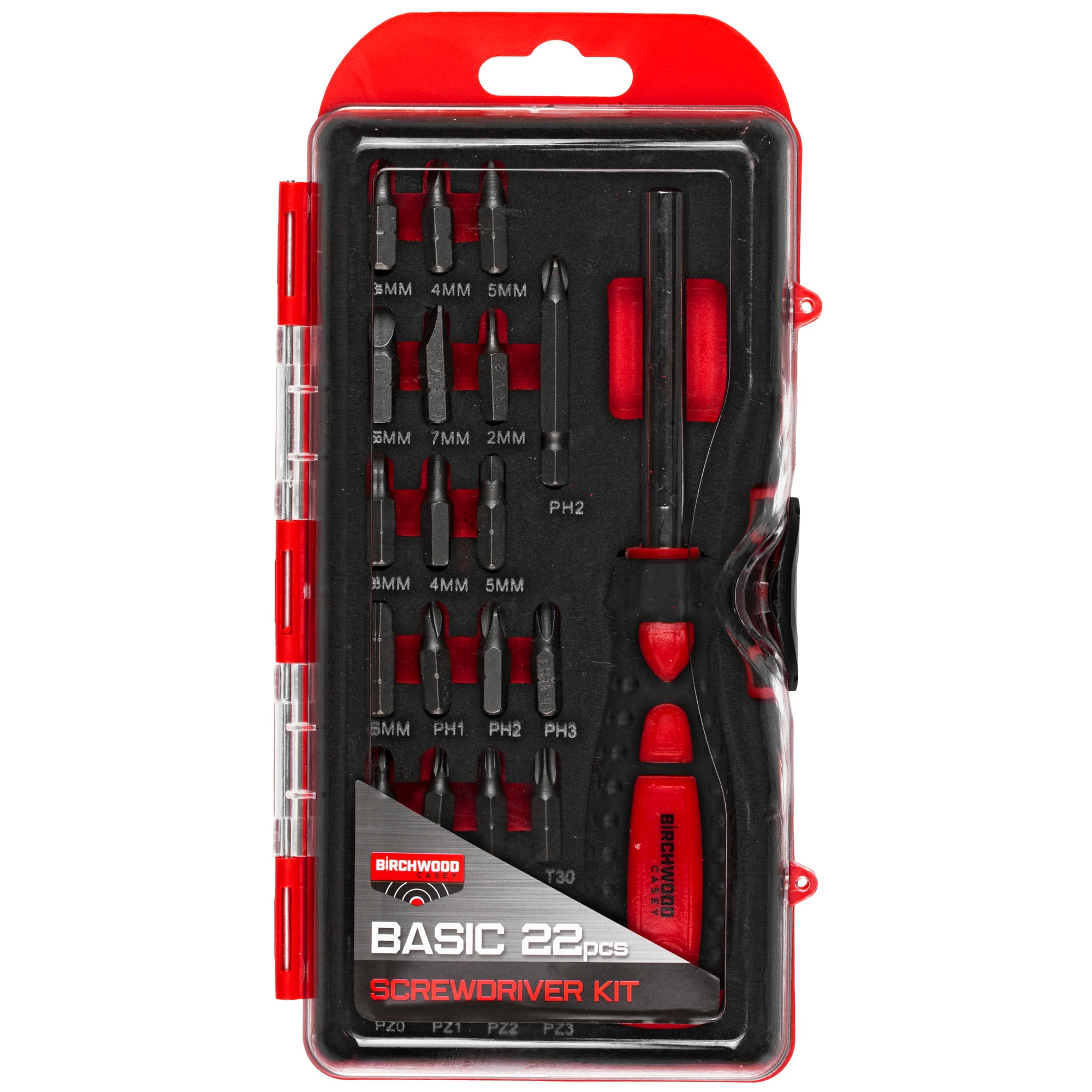 Birchwood Casey Basic Screwdriver Set, 22 Piece Kit, Red - BCBSDS