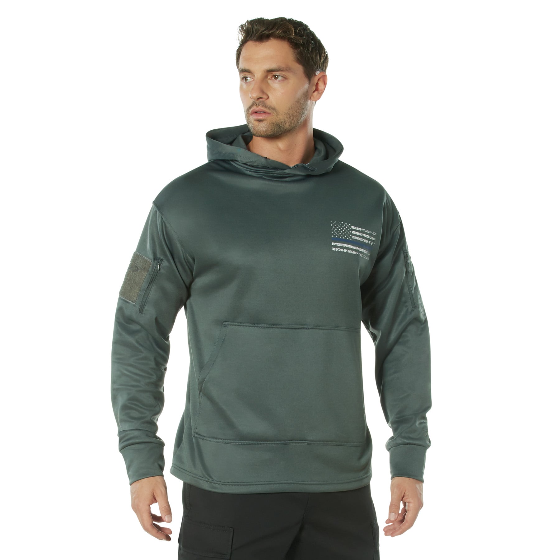 Rothco Concealed Carry Thin Blue Line Hoodie - Gunmetal Grey, X-Large