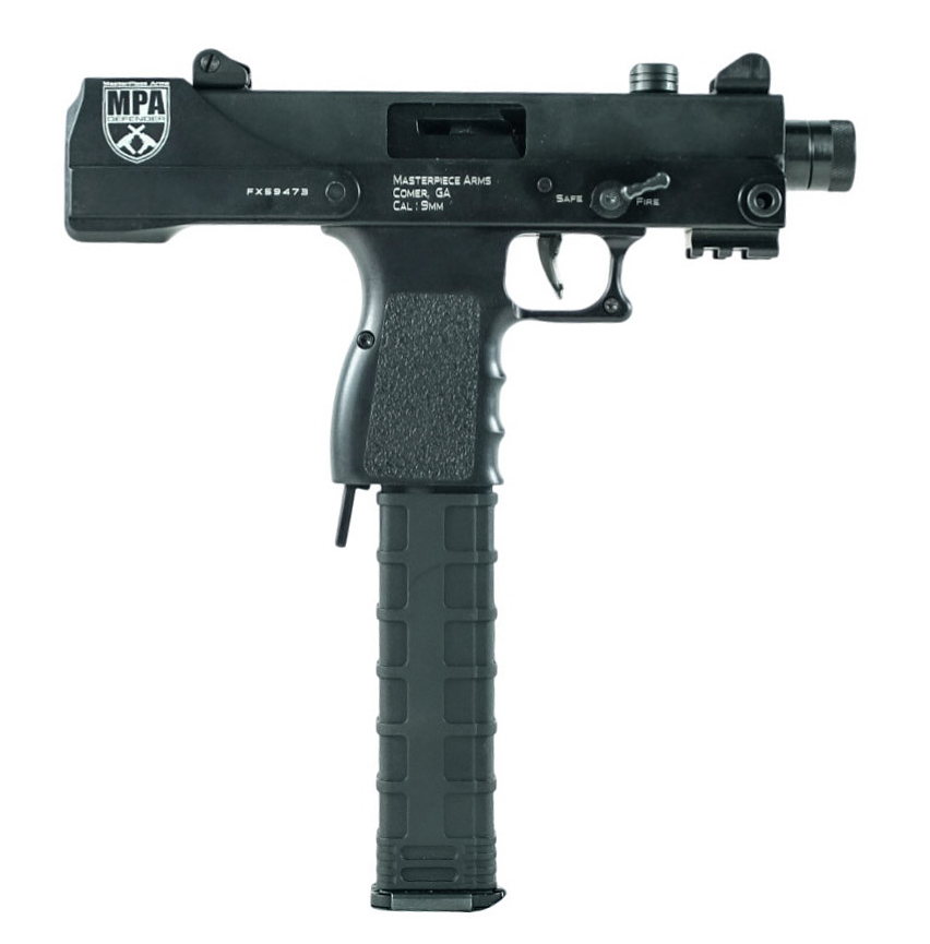 Masterpiece Arms Defender Top Cocking TB 9mm Pistol 5.5", Blk - MPA30T