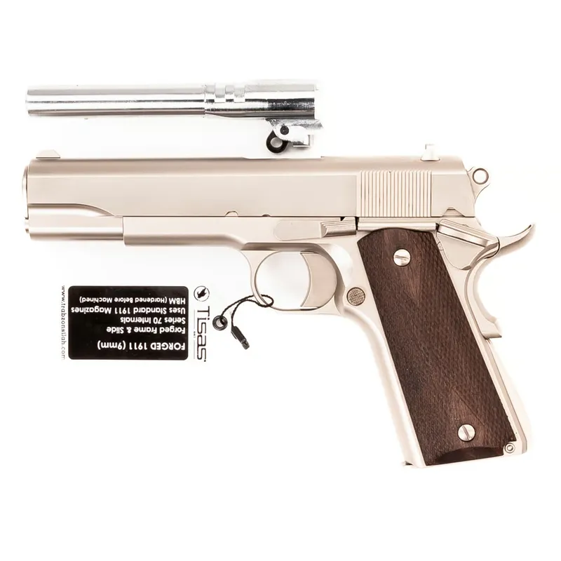 TISAS 1911 STAKEOUT 38SUP/9MM 5" NICKEL 2 BARRELS