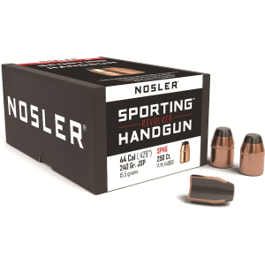 Nosler Sporting Handgun 44 Caliber (429 Diameter) Bullets 240 Grain Jacketed Soft Point with Cannelure Box of 250