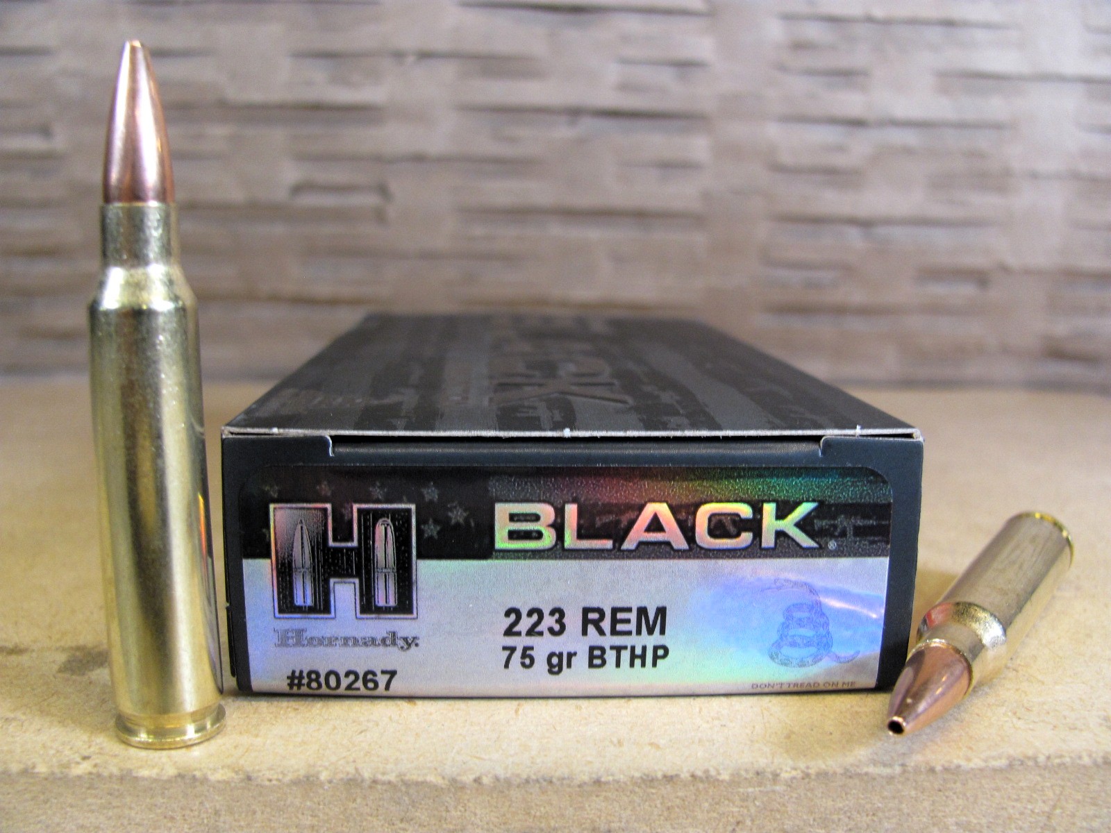 200 Round Case – 223 Rem 75 Grain BTHP Hollow Point Hornady Black Ammunition – 80267