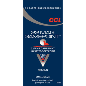 CCI 0022 22Win Mag 40 GR Gamepoint Jacketed Soft Point - 50rd Box