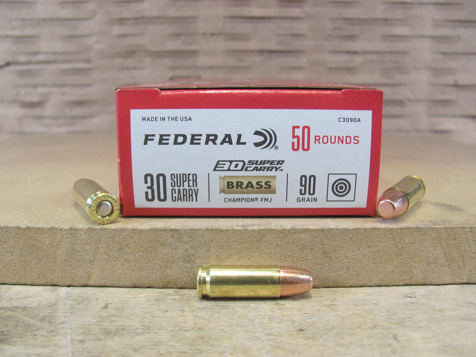 50 Round Box – 30 Super Carry 90 Grain FMJ Federal Champion Ammo – C3090A