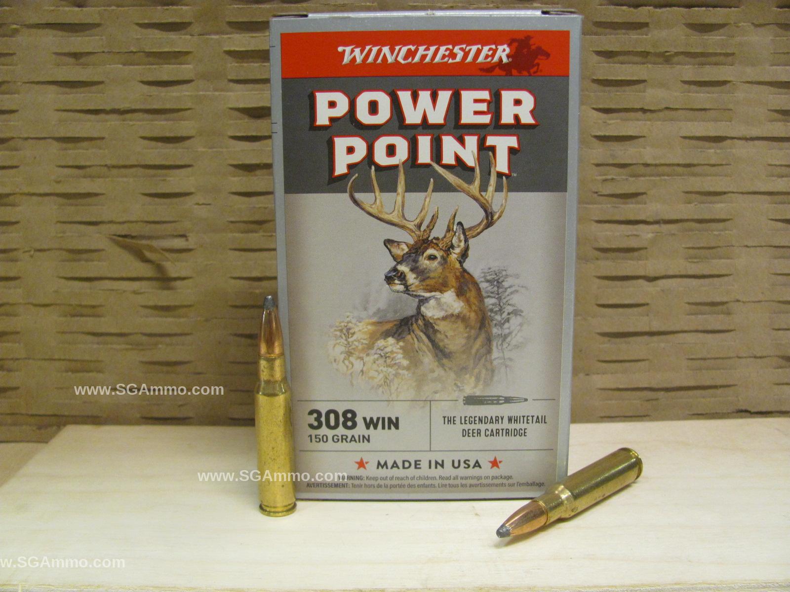 200 Round Case – 308 Win 150 Grain Power Point Soft Point Winchester Ammo – X3085