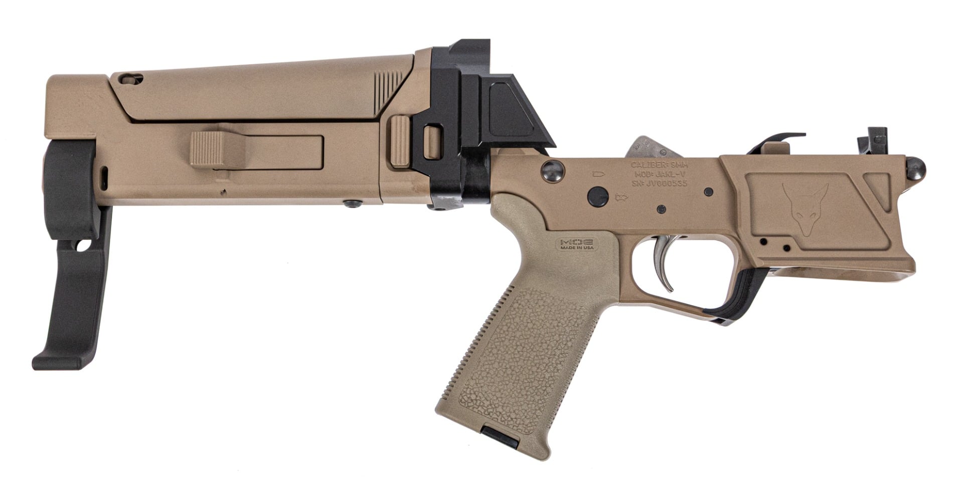 PSA JAKL 9mm Complete Lower MOE EPT W / F5 Brace, FDE