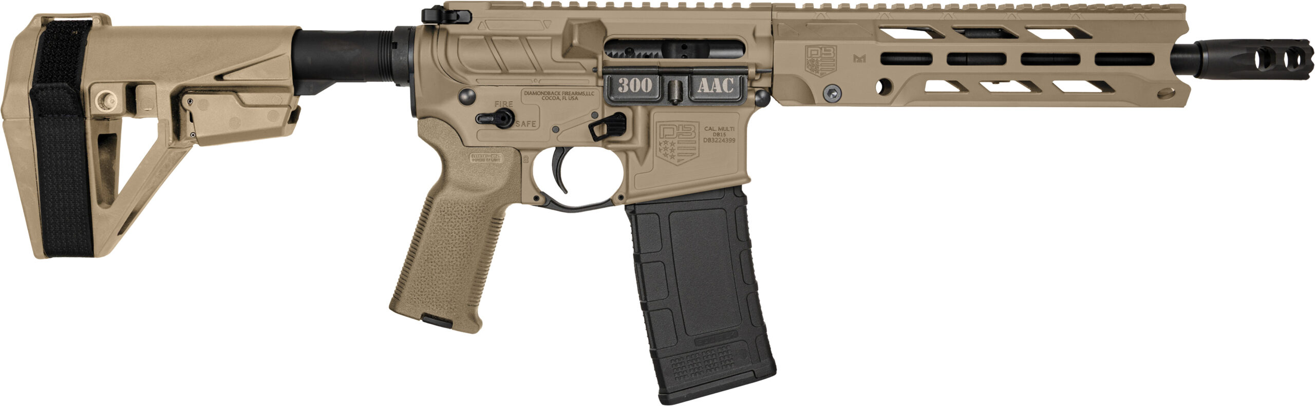 Diamondback DB15 300 Blackout Pistol 10" FDE