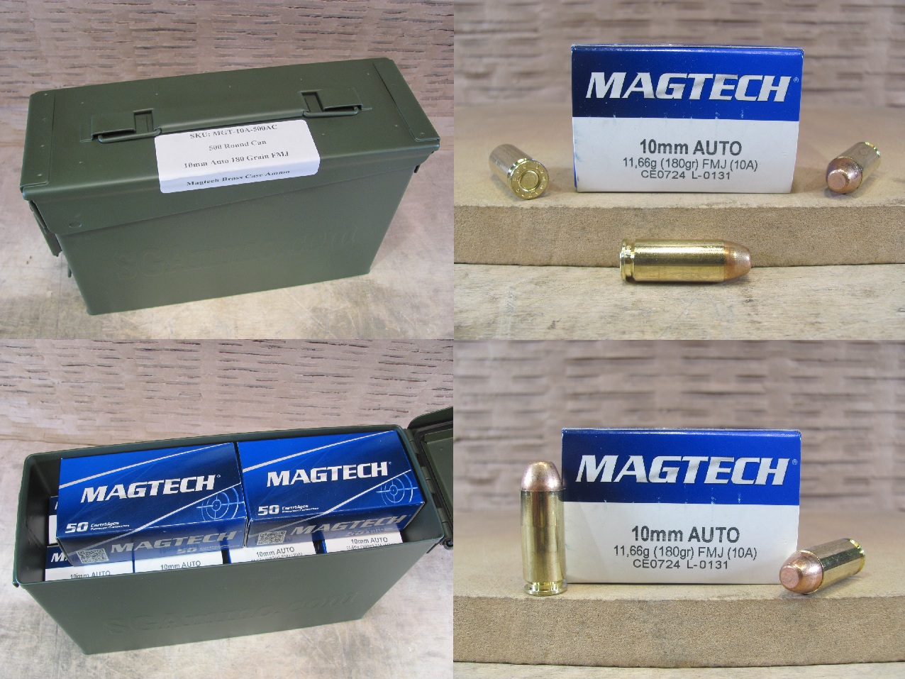 500 Round Can – 10mm Auto 180 Grain FMJ Ammo by Magtech – 10A – Packed in M19A1 Canister