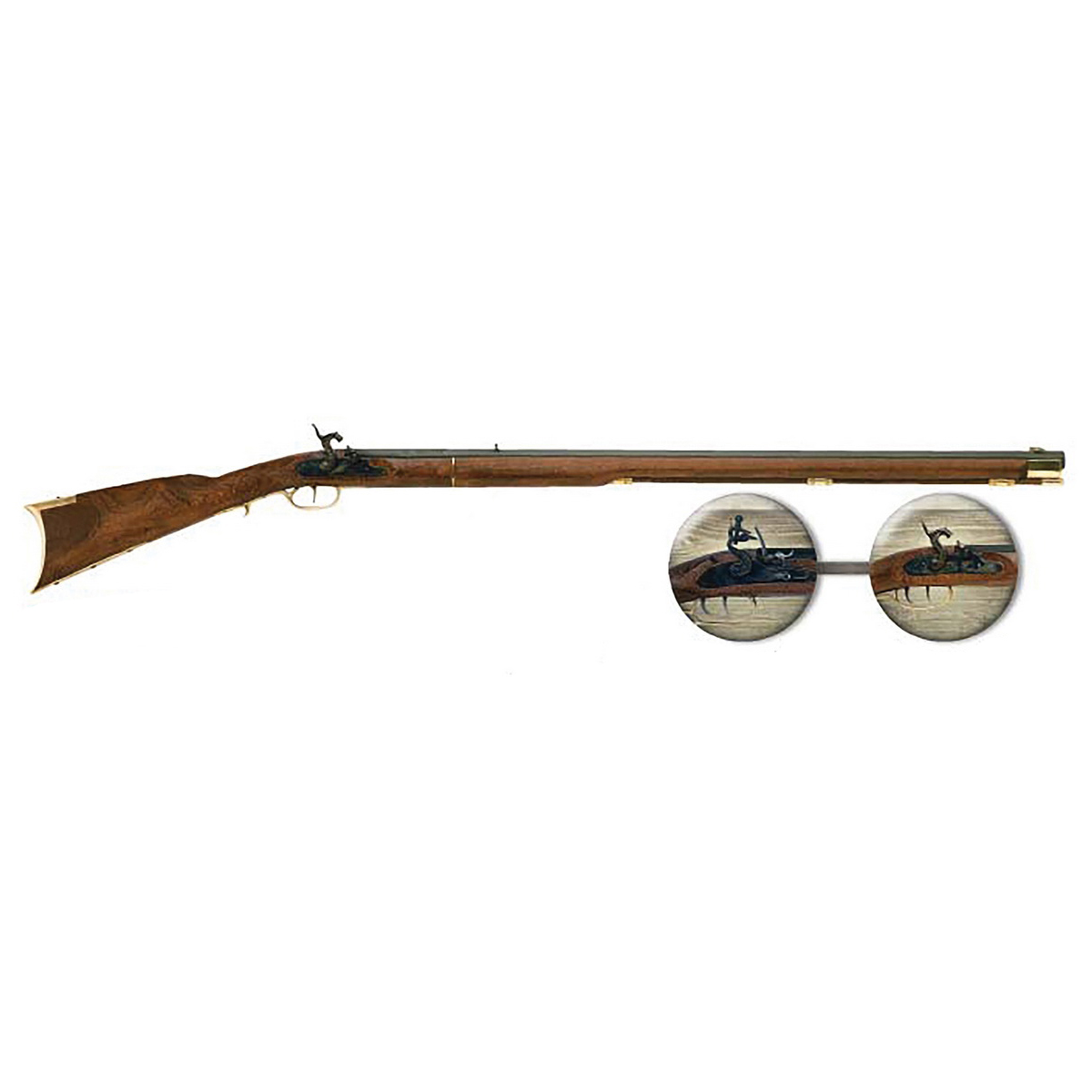 Traditions Kentucky .50 Cal Flintlock Rifle - Classic Design and Performance for Traditional Flintlock Shooting - R2010