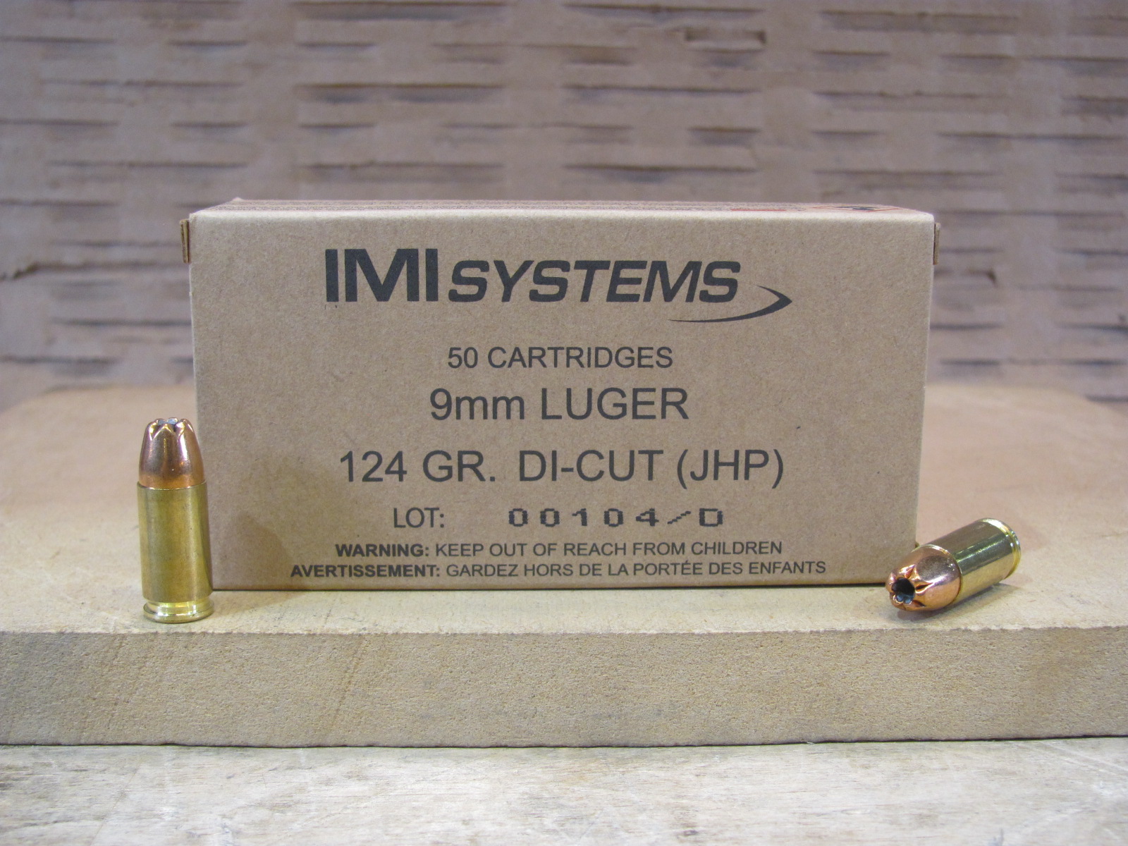 50 Round Box – 9mm Luger 124 Grain Di-Cut Hollow Point Ammo By IMI of Israel
