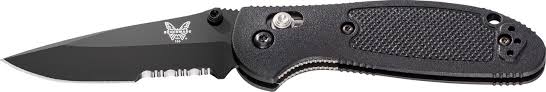 Benchmade Mini Griptillian Folding Drop Point Knife Serrated , Black - 556SBK-S30V