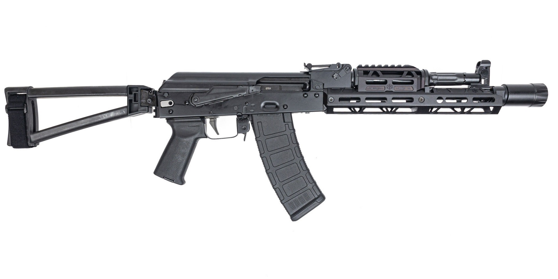 PSA AK-105 Triangle Side Folding Pistol with JL Billet Rail, Toolcraft Bolt, Trunnion, and Carrier