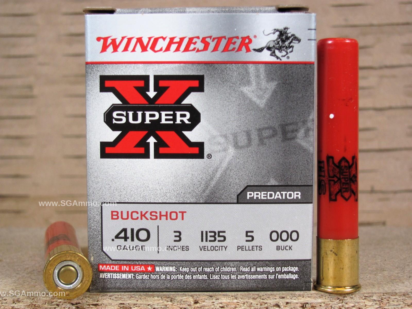 250 Round Case – 410 Gauge 3 inch 5 Pellet 000 Buck Winchester Super X Ammo – XB413