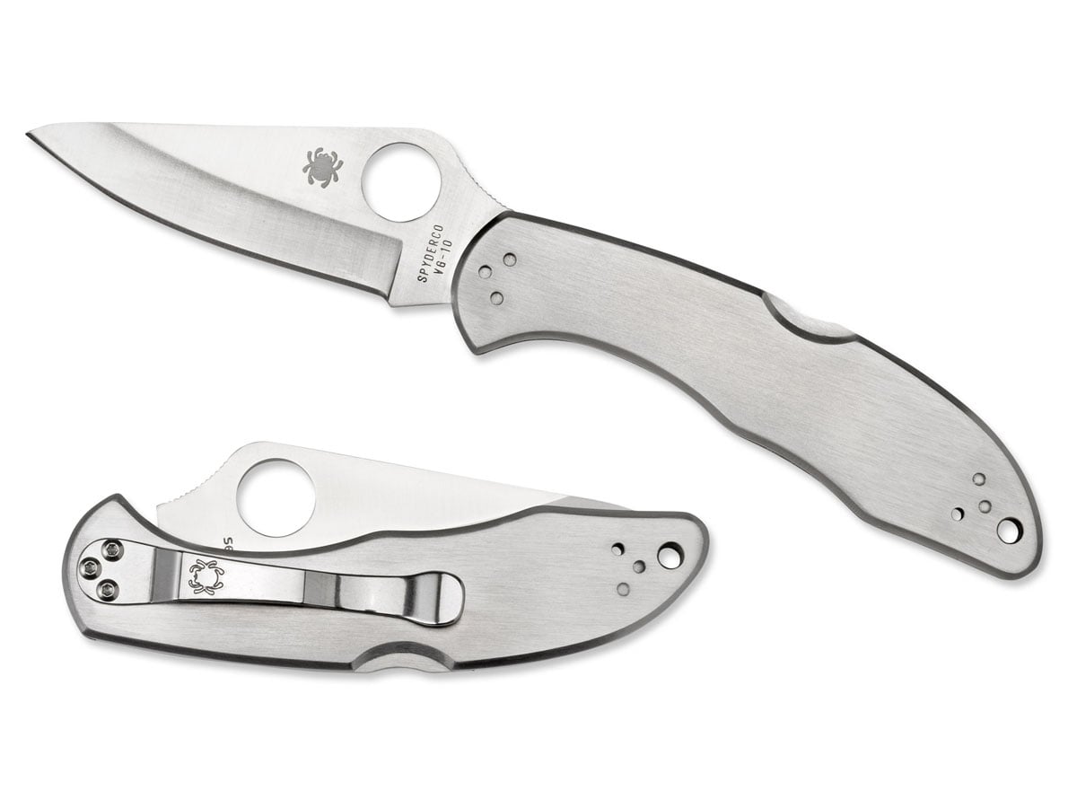 Spyderco Delica 4 Drop Point Folding Knife, 2.95", Plain Edge, Gray - C11P
