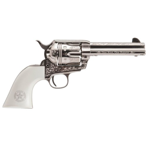 CIMARRON Texas Ranger 45LC 4.75" 6rd Revolver - Engraved Stainless | Poly Ivory