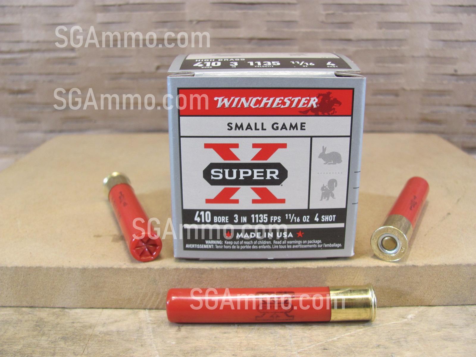 250 Round Case – 410 Gauge 3 Inch 11/16 Ounce 4 Shot 1135 FPS Winchester Super X High Brass Ammo – X4134