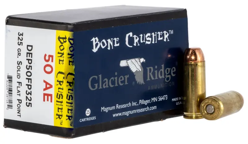 Magnum Research DEP50FP325 BoneCrusher 50AE 325gr Flat Point 25 Per Box/20 Case