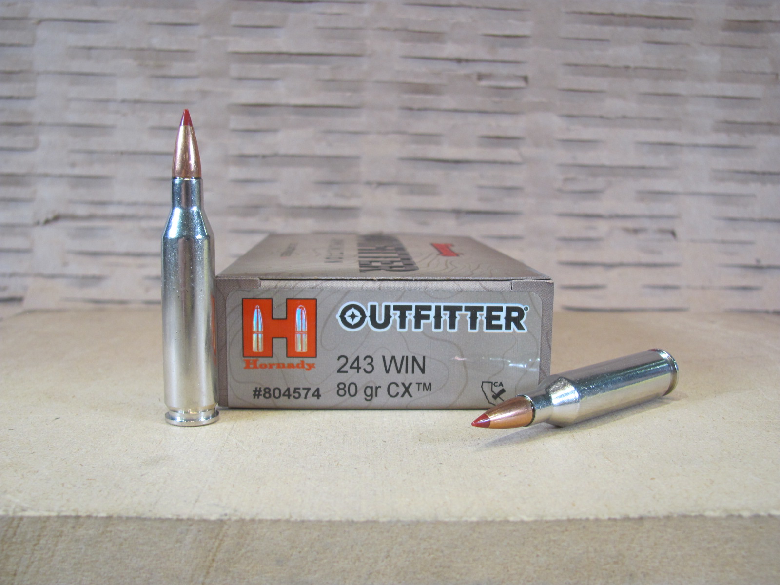 200 Round Case – 243 Win 80 Grain CX Hornady Outfitter Ammo – 804574