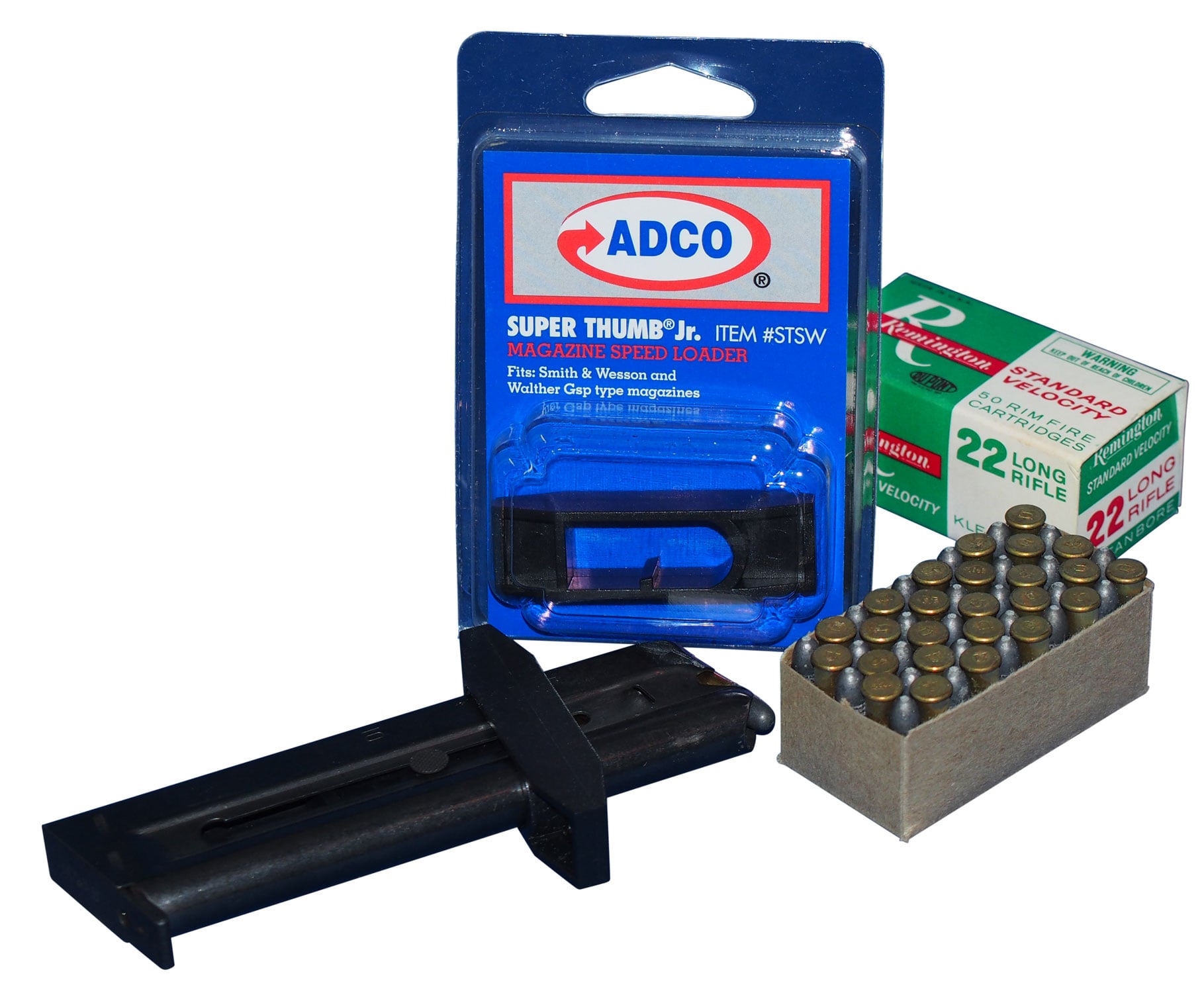 ADCO Super Thumb Junior S&W Mod 41/Victory/Walther GSP .22lr Polymer Magazine Loader, Black - STSW