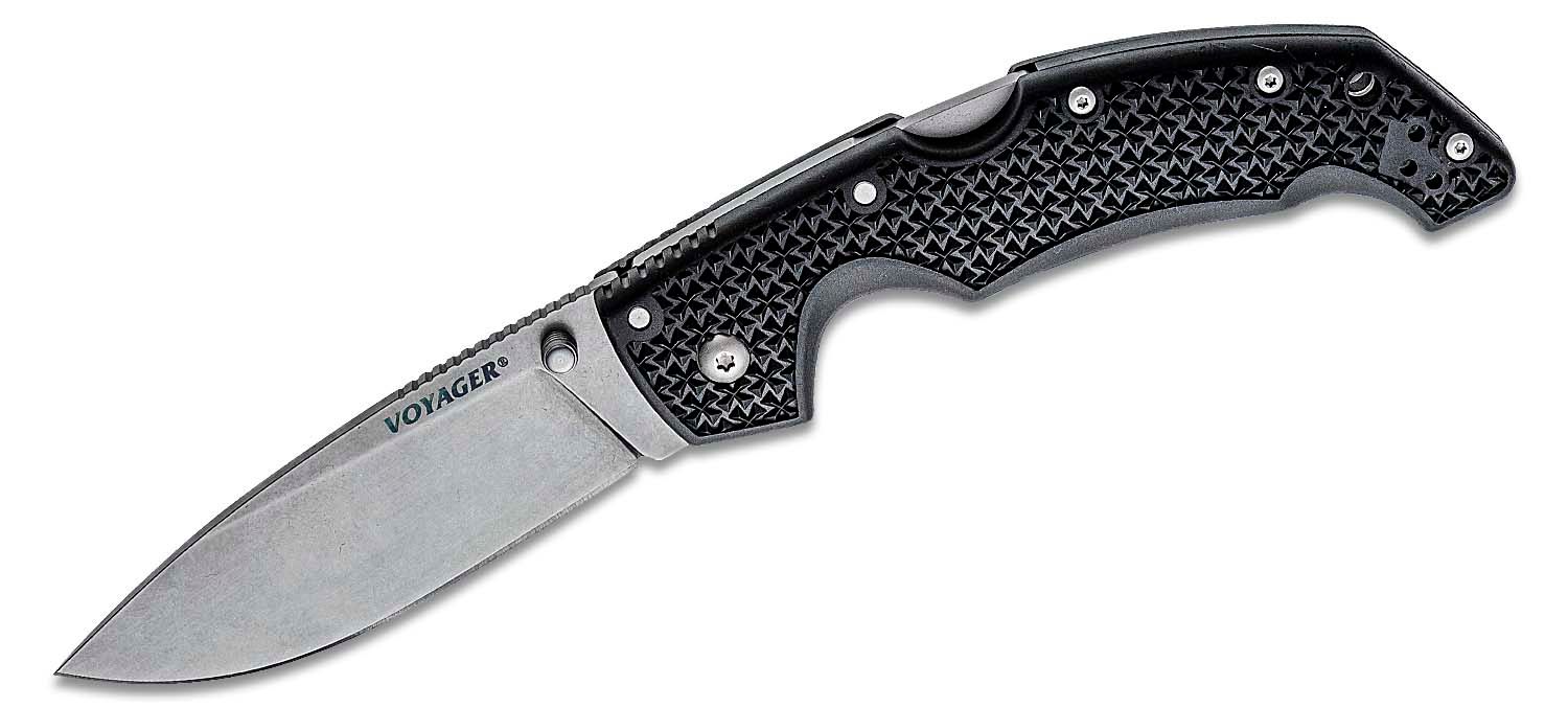 Cold Steel Voyager Large Folding Knife Drop Point Blade in Bold Black - CS-29AB