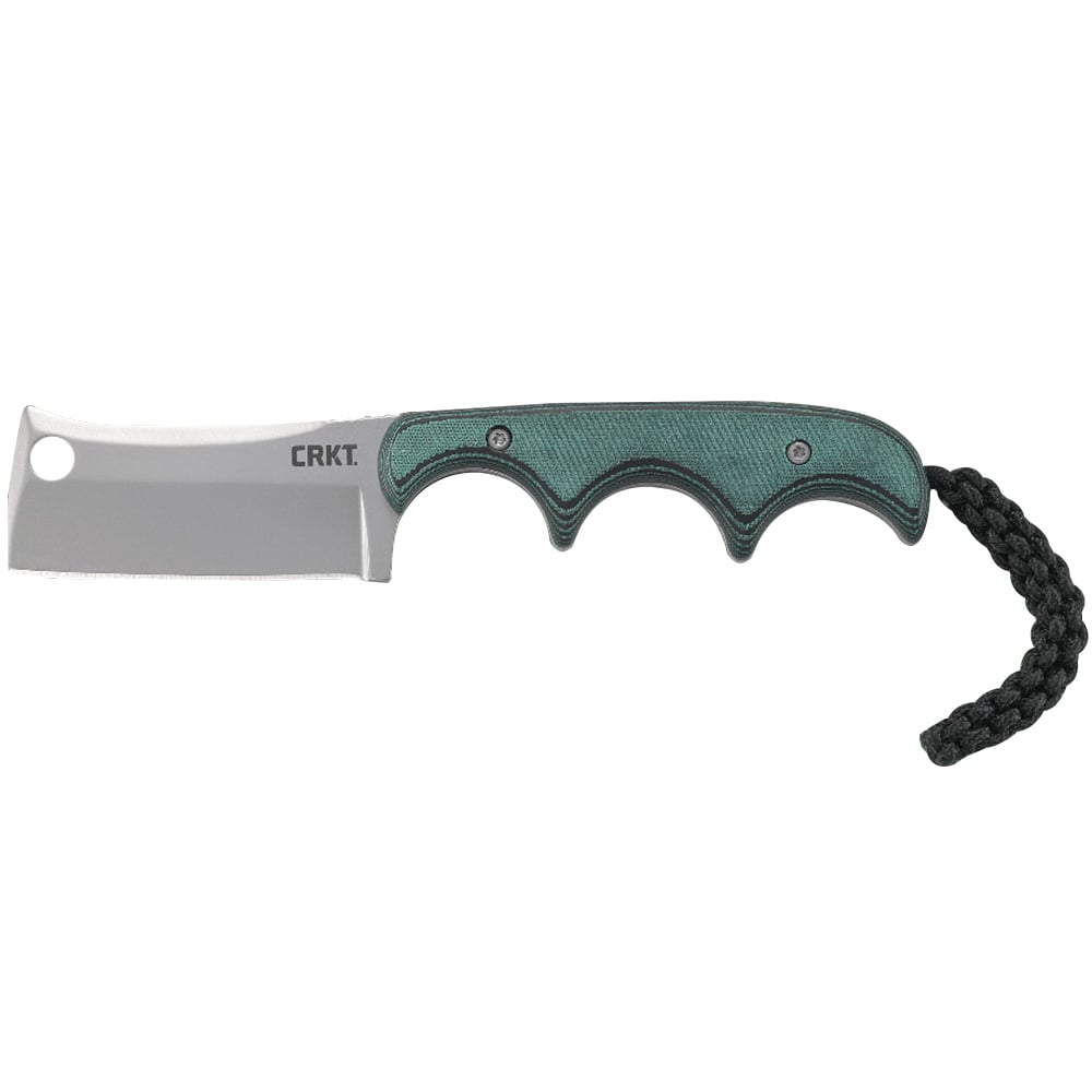 CRKT Minimalist Cleaver Fixed Blade Knife w/ Sheath, 2.13", Green - 2383