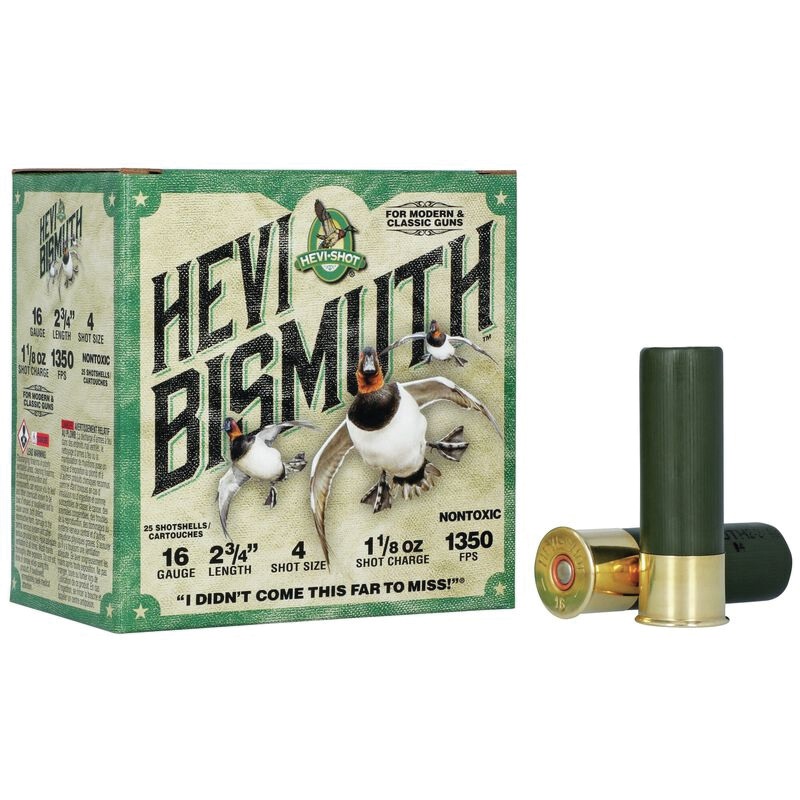 HEVI-SHOT HEVI BISMUTH 16 GA 2.75 IN 4 SHOT 1 1/8OZ- 25/BOX - No Credit Card Fees - Low, flat rate shipping