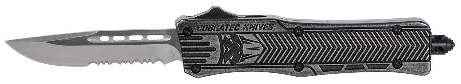 CobraTec Small CTK-1 2.75" Drop Point OTF Knife, Serrated, Stonewash - SSWCTK1SDS