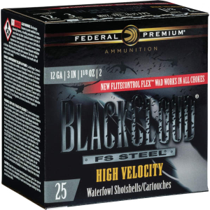 Federal PWBXH1432 Black Cloud F S Steel High Velocity 12GA 3\" 1 1/8oz #2 Shot - 25sh Box