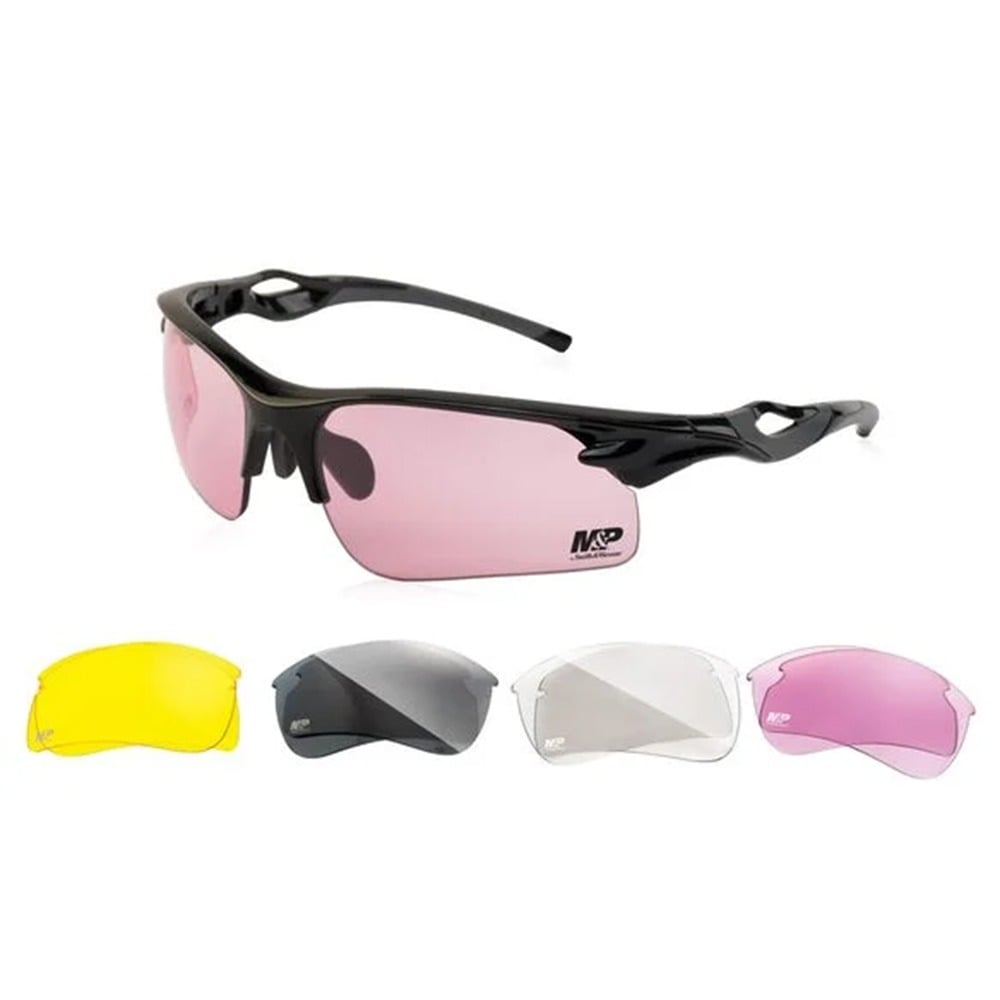 Smith & Wesson M&P Harrier Half Frame Shooting Glasses, Black/Smoke/Clear/Vermilion/Amber