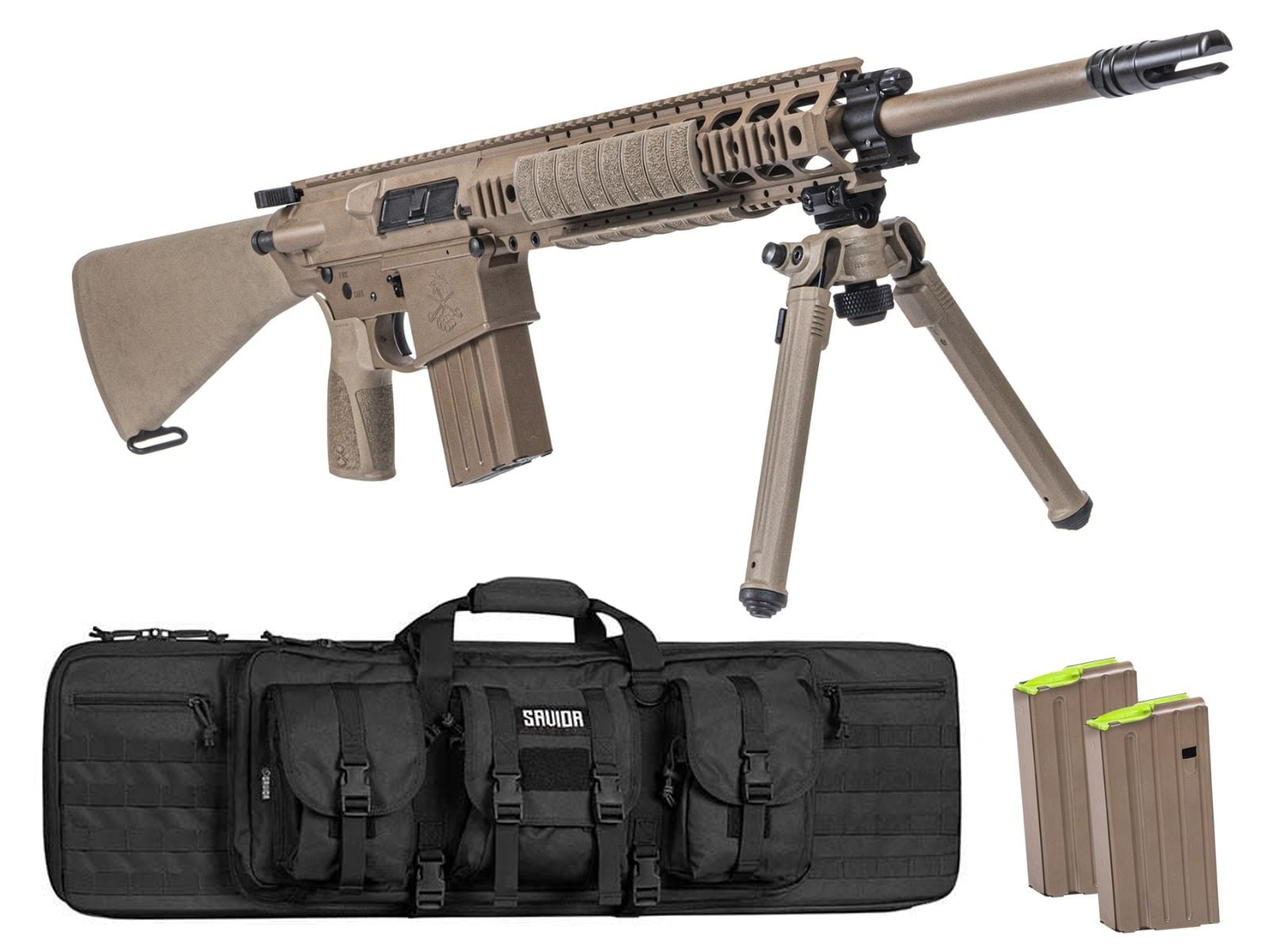 PSA Sabre-10 Forged 20" .308 Rifle w/ 12.5" Quad Rail, A1 Stock, Magpul Bi-Pod, 3 Mags - BLK Bag
