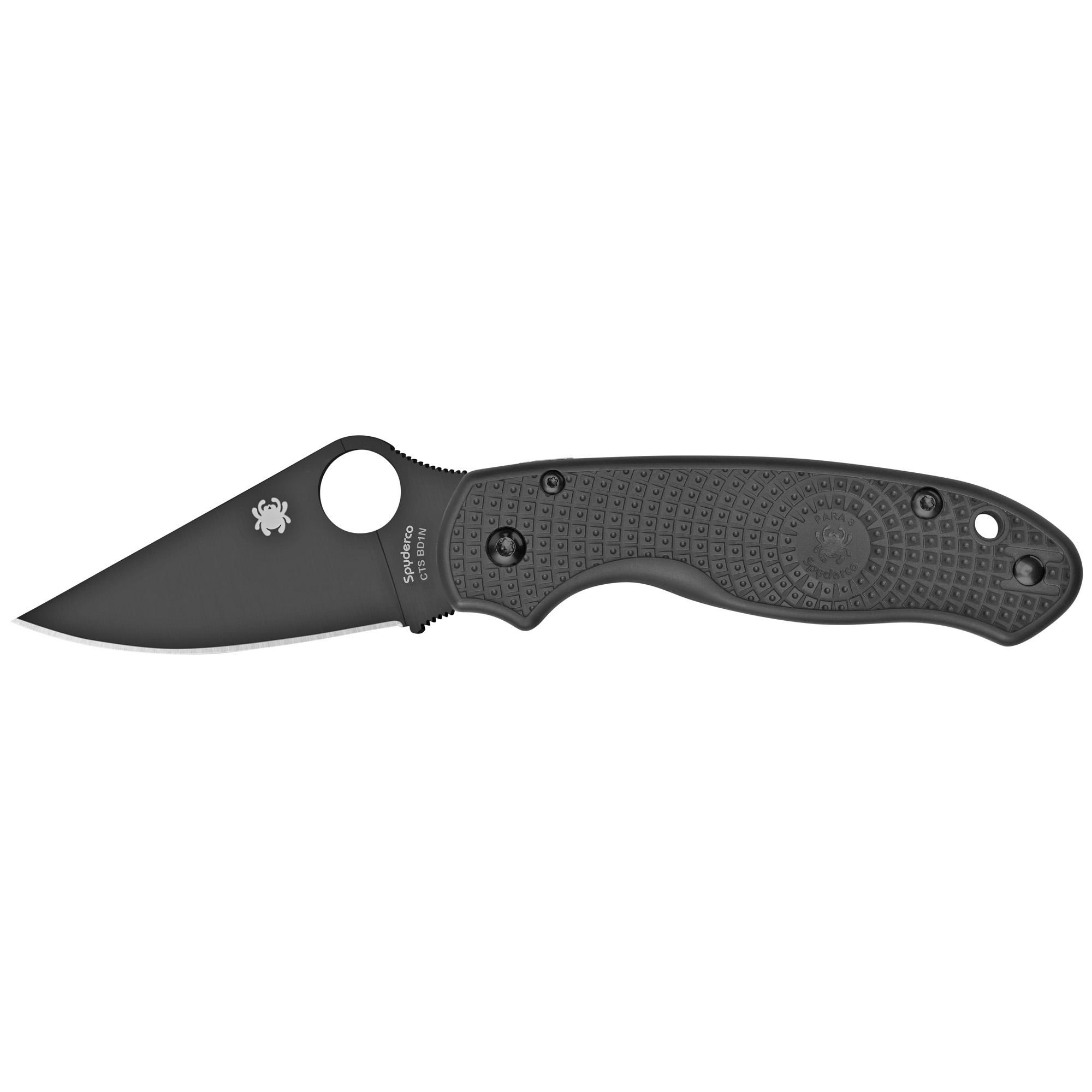 Spyderco Para 3 Lightweight 2.95" Black Blade Plain Edge Folding Knife - C223PBBK