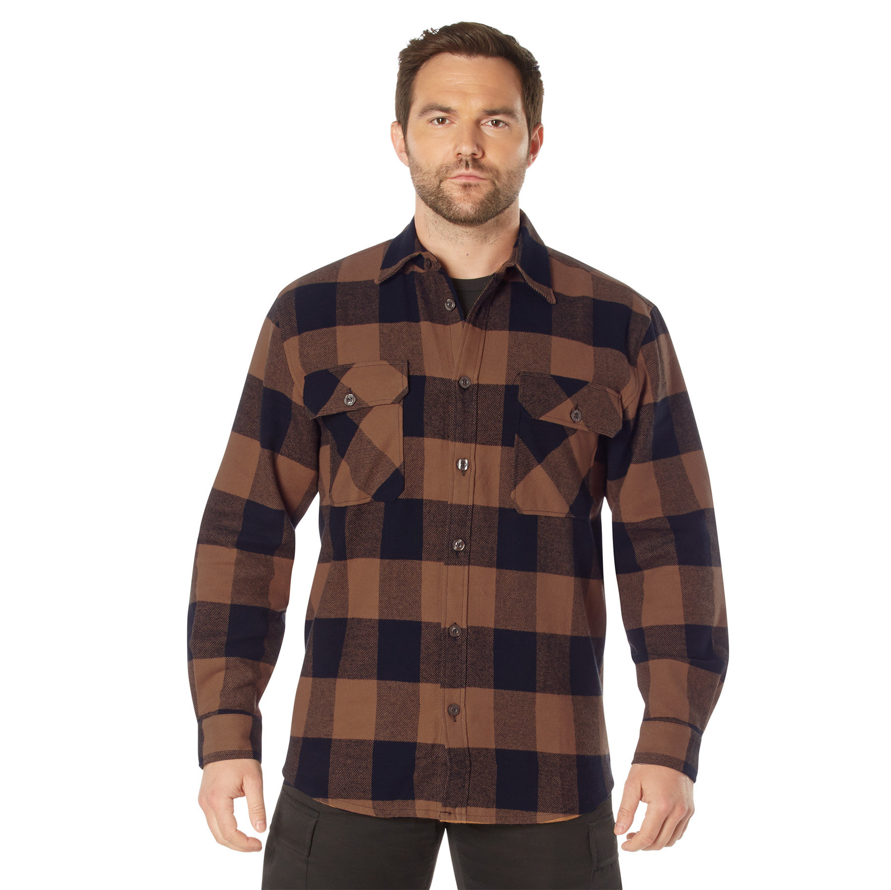 Rothco Extra Heavyweight Buffalo Plaid Flannel Shirt - Brown Plaid, Small