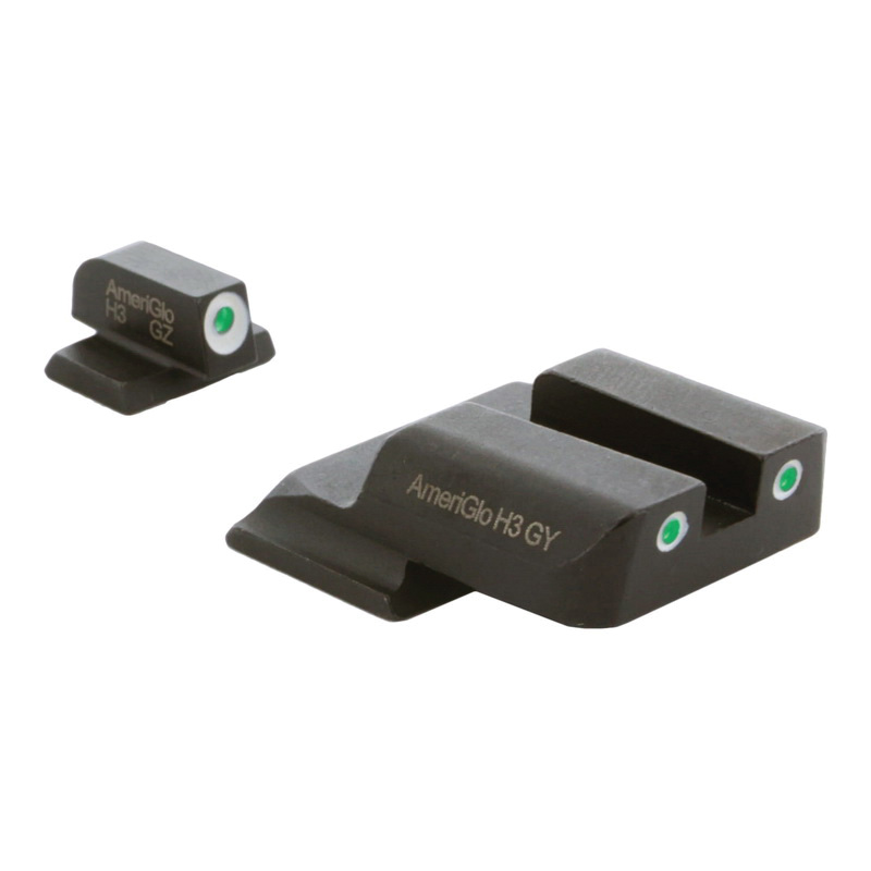 Ameriglo Classic 3-Dot Tritium Sight Set Front/Rear, Green/White/Green/White