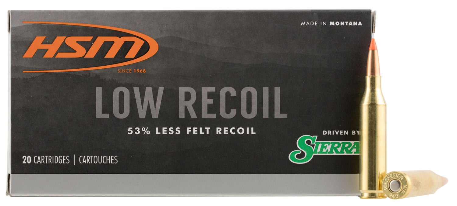 HSM Ammunition Low Recoil 85 gr .243 Win Ammo, 20/box - HSM-243-18-N