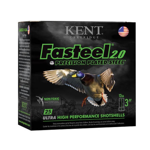 Kent Fasteel 2.0 Precision Plated Steel Load 12 ga. 3 in. 1 1/4 oz. 2 Shot 25 rd. - No Credit Card Fees - Low, flat rate shipping