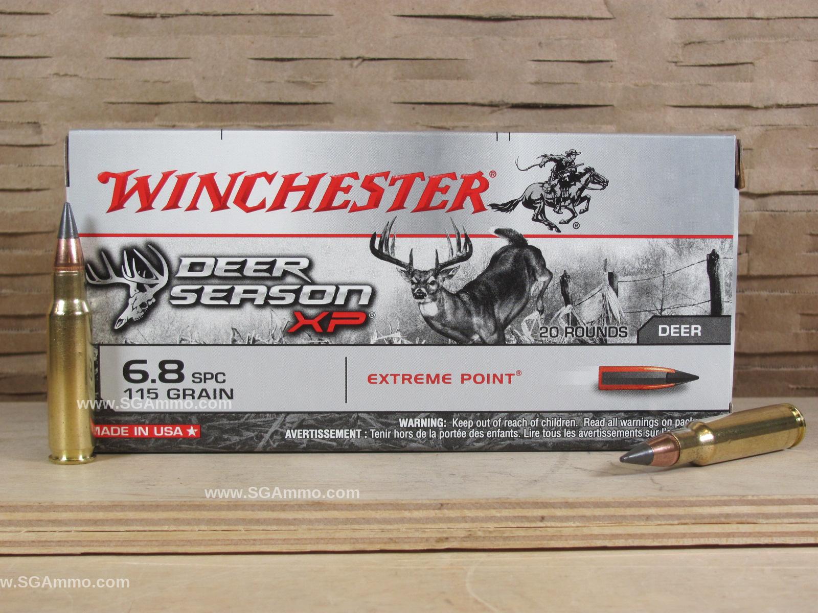 200 Round Case – 6.8 SPC 115 Grain Winchester Deer Season XP Extreme Point Ammo – X68SPCDS