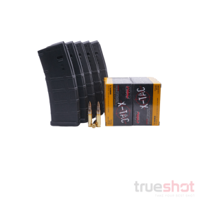 MAGAZINE DEAL: 5 Black 30 Round Magpul M2 AR-15 Magazines and 200 Rounds of Ammo - Retail / PMC 5.56 55 Grain