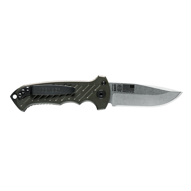 Gerber 06 Auto 10th Anniversary Knife, Olive Drab Green W/ Stonewashed Blade - 30-001263