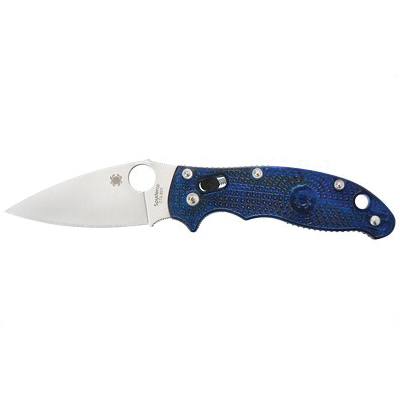 Spyderco Manix 2 3.37" Plain Drop Point Folding Knife, Translucent Blue - C101PBL2