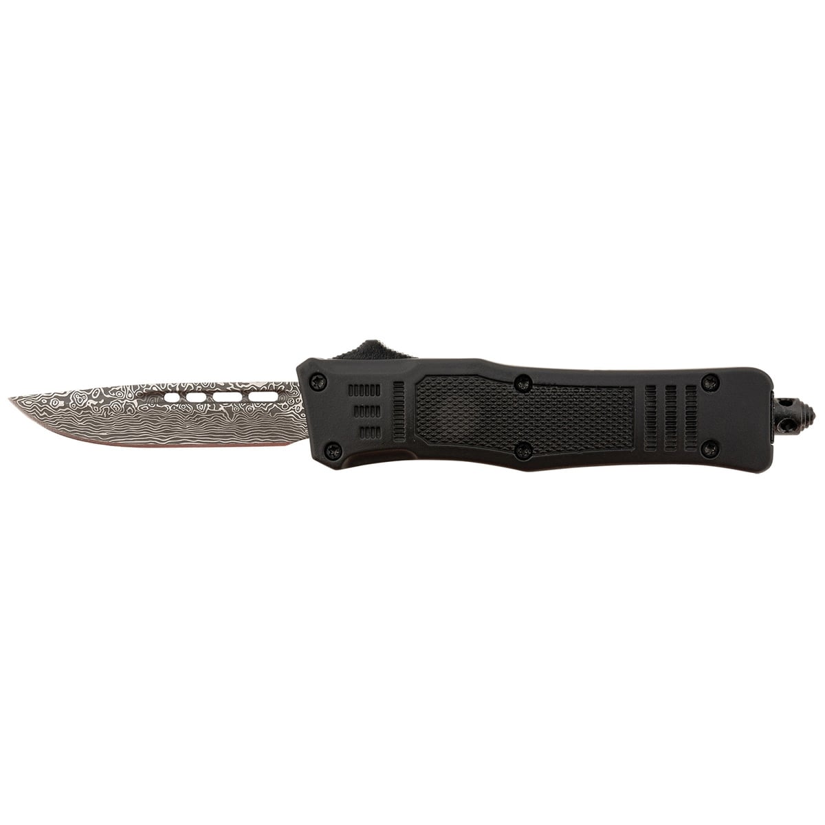Steel River Spartan Mini Folding/OTF Knife Drop Point Black Plain Edge - Smooth OTF Action, Secure Lock, Ideal for EDC and Tactical Use - MT616BDDP